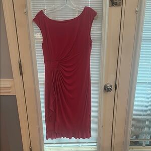 Dress Barn Red Asymmetrical Ruched Sheath Dress